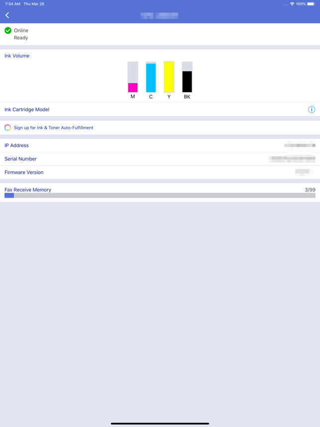 Снимок экрана с Brother iPrint&Scan