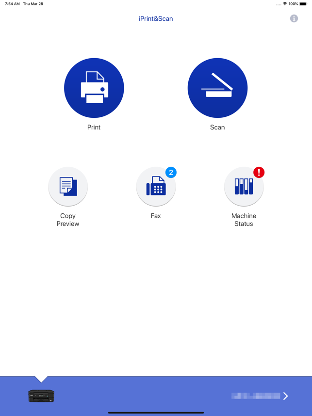 Снимок экрана с Brother iPrint&Scan