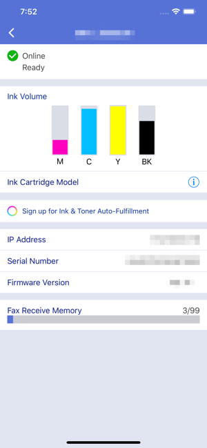 Снимок экрана с Brother iPrint&Scan