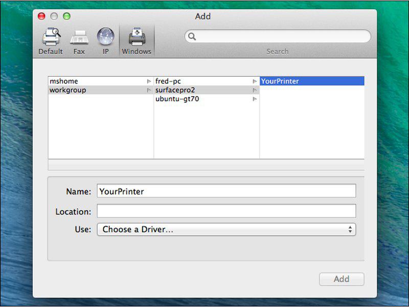 Рис. 7. Автоматический поиск драйверов принтера в Mac OS.